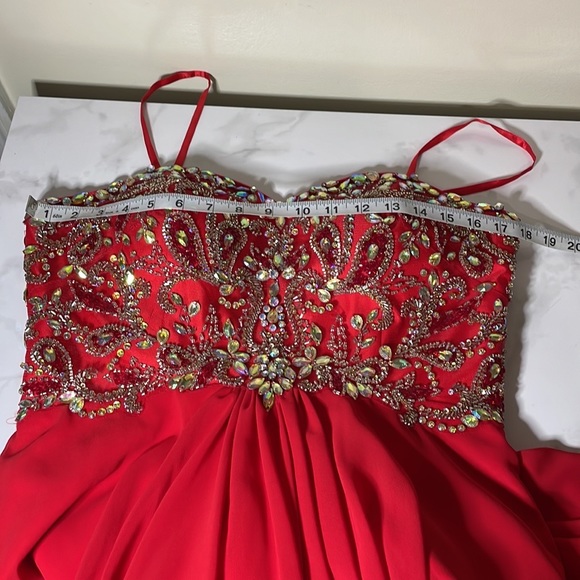 Size 13/14 red formal dress with Rhinestones - Picture 9 of 10
